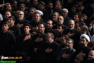 حضور رئیس دانشگاه فنی و حرفه‌ای در مراسم عزاداری و وداع با شهید خدمت، آیت الله سید ابراهیم رئیسی و همراهان ایشان در مصلای تهران 3