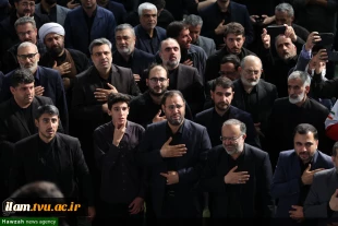 حضور رئیس دانشگاه فنی و حرفه‌ای در مراسم عزاداری و وداع با شهید خدمت، آیت الله سید ابراهیم رئیسی و همراهان ایشان در مصلای تهران 4