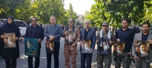وداع دانشگاهیان دانشگاه فنی و حرفه‌ای در استان تهران با پیکر شهدای سانحه سقوط بالگرد
 2